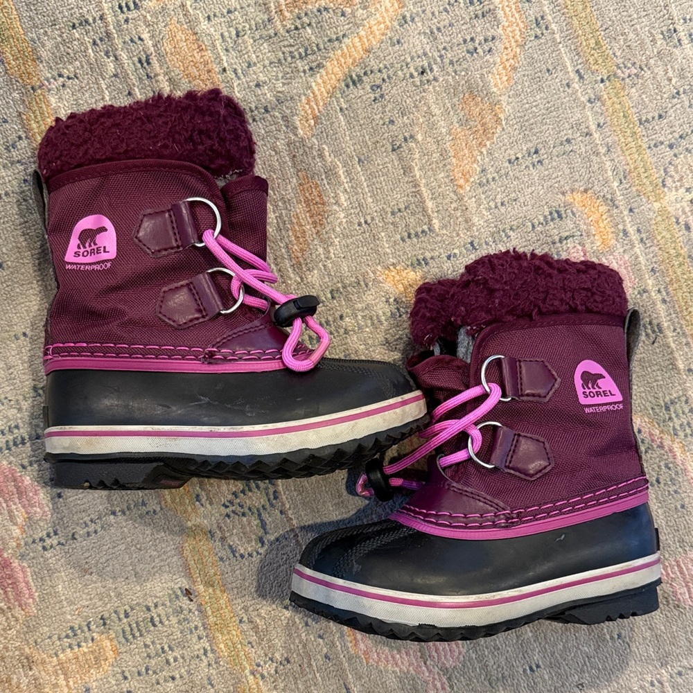 Sorel Children's Burgundy and Pink Snow Boots
